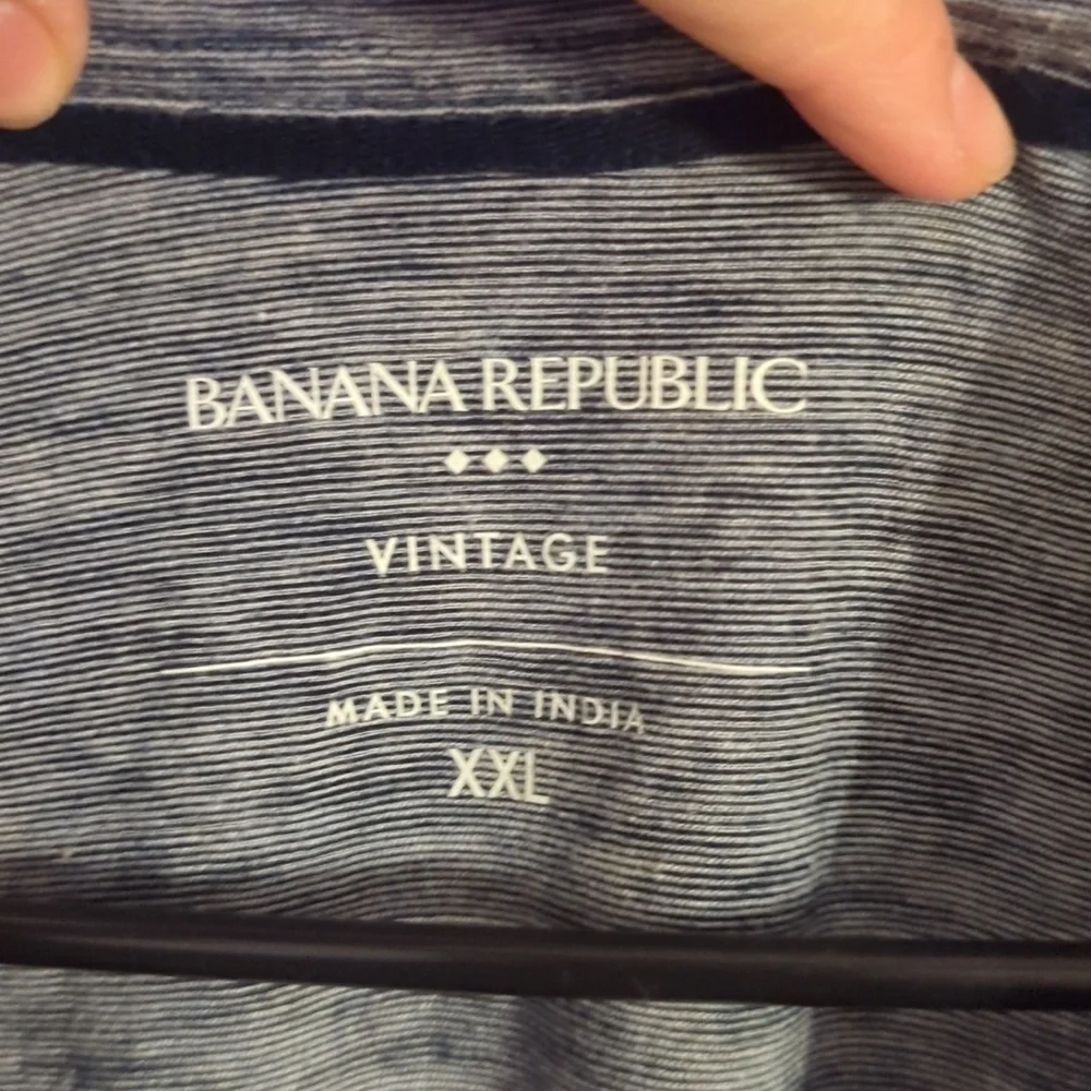 Banana Republic Blue/Gray Vintage Style Short Sleeve Polo Shirt Size XXL
